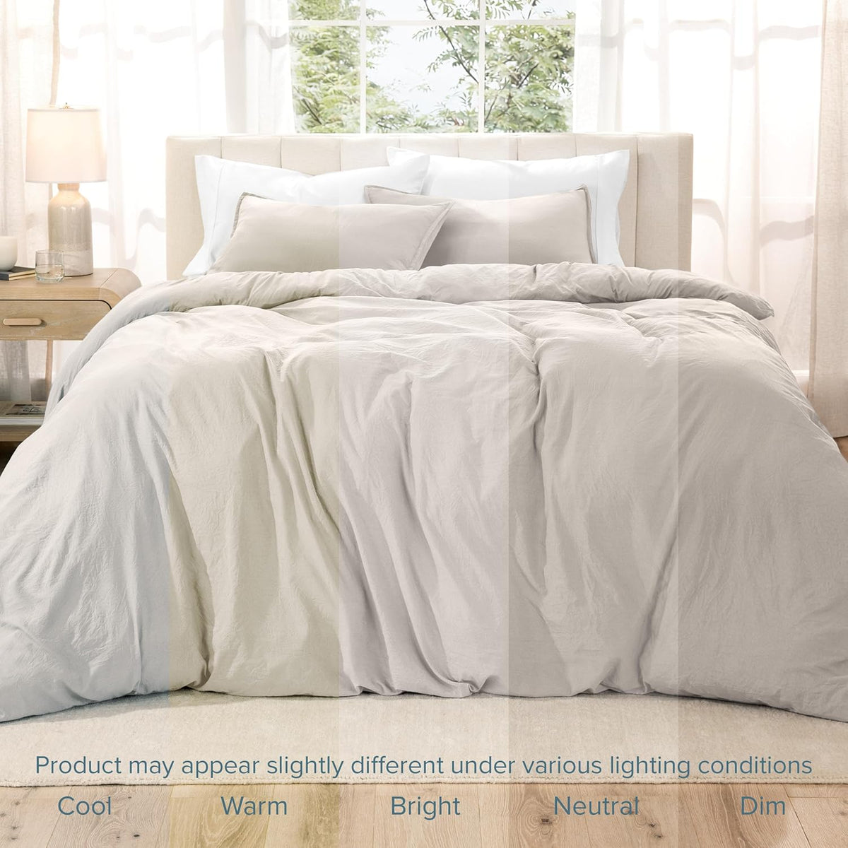 Microfiber Duvet Cover Set - Ultra Soft Washed Microfiber - Twin/Twin Extra Long - Linen-Like Look - Easy Care - Breathable Fabric - Our Softest Duvet Cover Set (Twin/Twin XL, Fog)