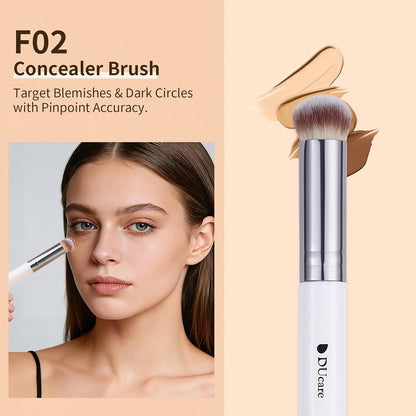 3 Pcs Foundation Contour Blush Conceal Brush Set, 3PCS Angled Synthetic Kabuki Brush for Blending Setting Buffing with Liquid, Cream and Powder Cosmetic (White)