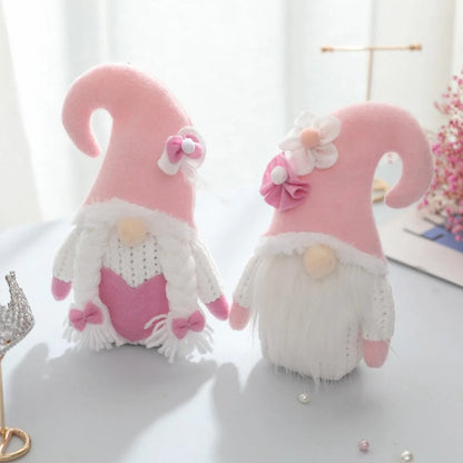 2Pcs Valentines Plush Decorations - Valentines Day Mr & Mrs Handmade Swedish Tomte Decor - Valentines Home Table Elf Decor Ornaments Gift