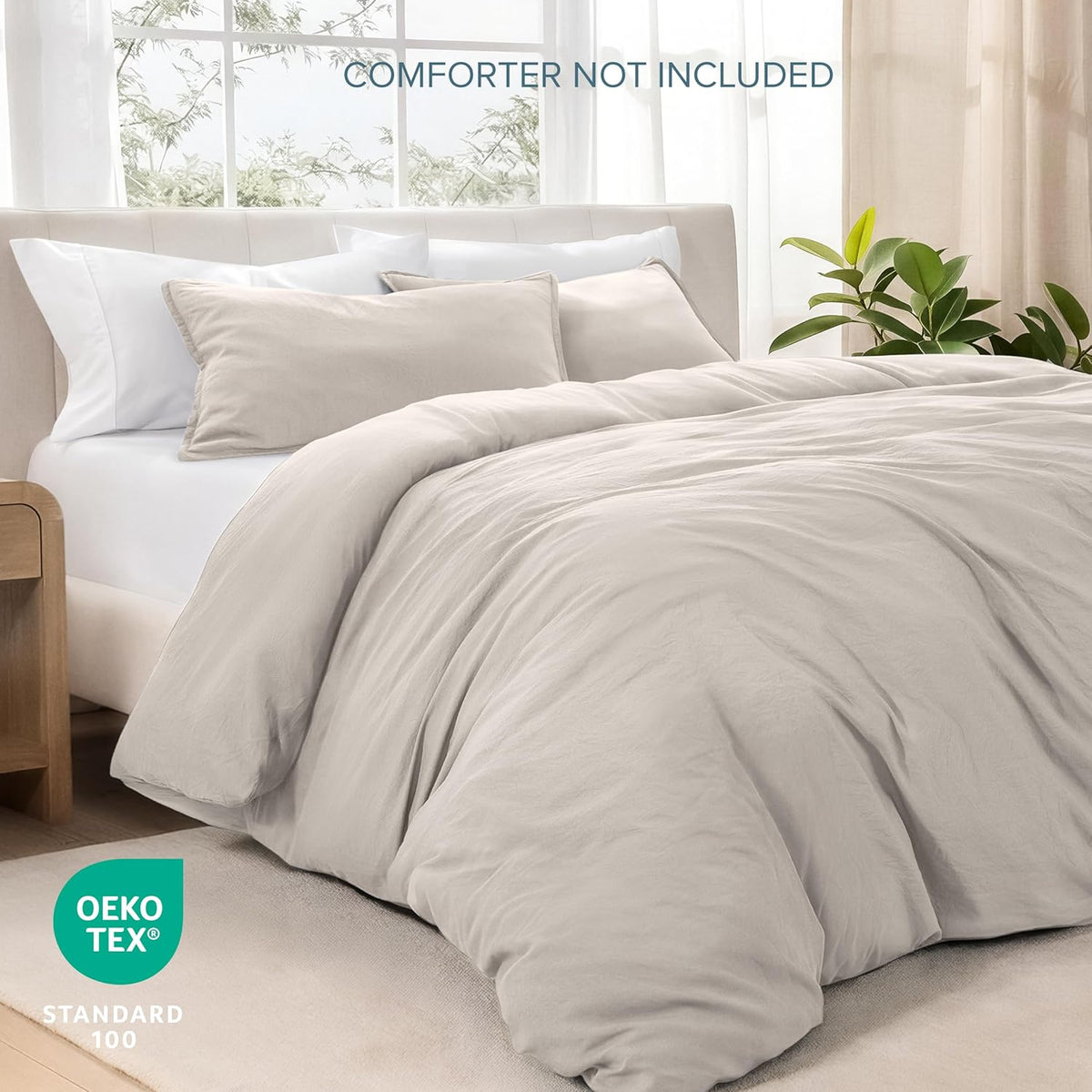 Microfiber Duvet Cover Set - Ultra Soft Washed Microfiber - Twin/Twin Extra Long - Linen-Like Look - Easy Care - Breathable Fabric - Our Softest Duvet Cover Set (Twin/Twin XL, Fog)