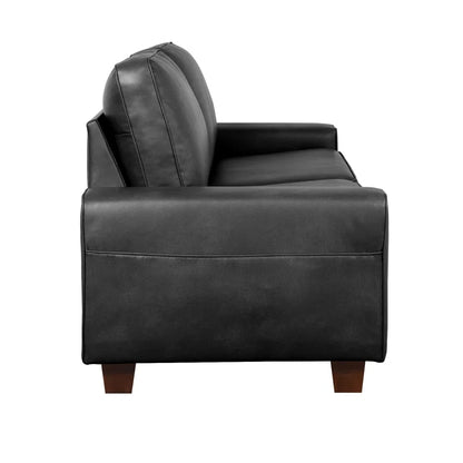 Gilmar 89" Upholstered Vegan Leather Sofa with Square Arms and Storage Pockets