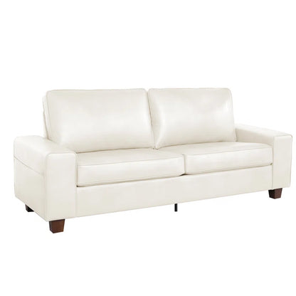 Gilmar 89" Upholstered Vegan Leather Sofa with Square Arms and Storage Pockets