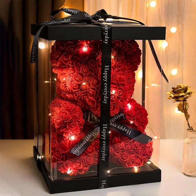 Wedding Teddy Rose Bear with Box ＆ Led Light for Girlfriend Valentines Gifts USA