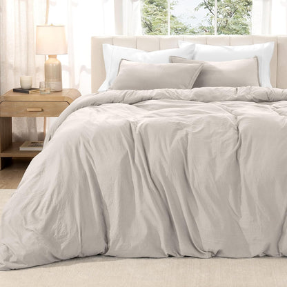 Microfiber Duvet Cover Set - Ultra Soft Washed Microfiber - Twin/Twin Extra Long - Linen-Like Look - Easy Care - Breathable Fabric - Our Softest Duvet Cover Set (Twin/Twin XL, Fog)
